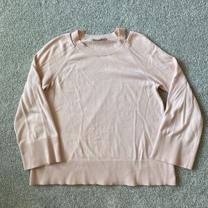 LOFT Blush Pink Crew Neck Cut Out Sweater with Wide Sleeves Size M